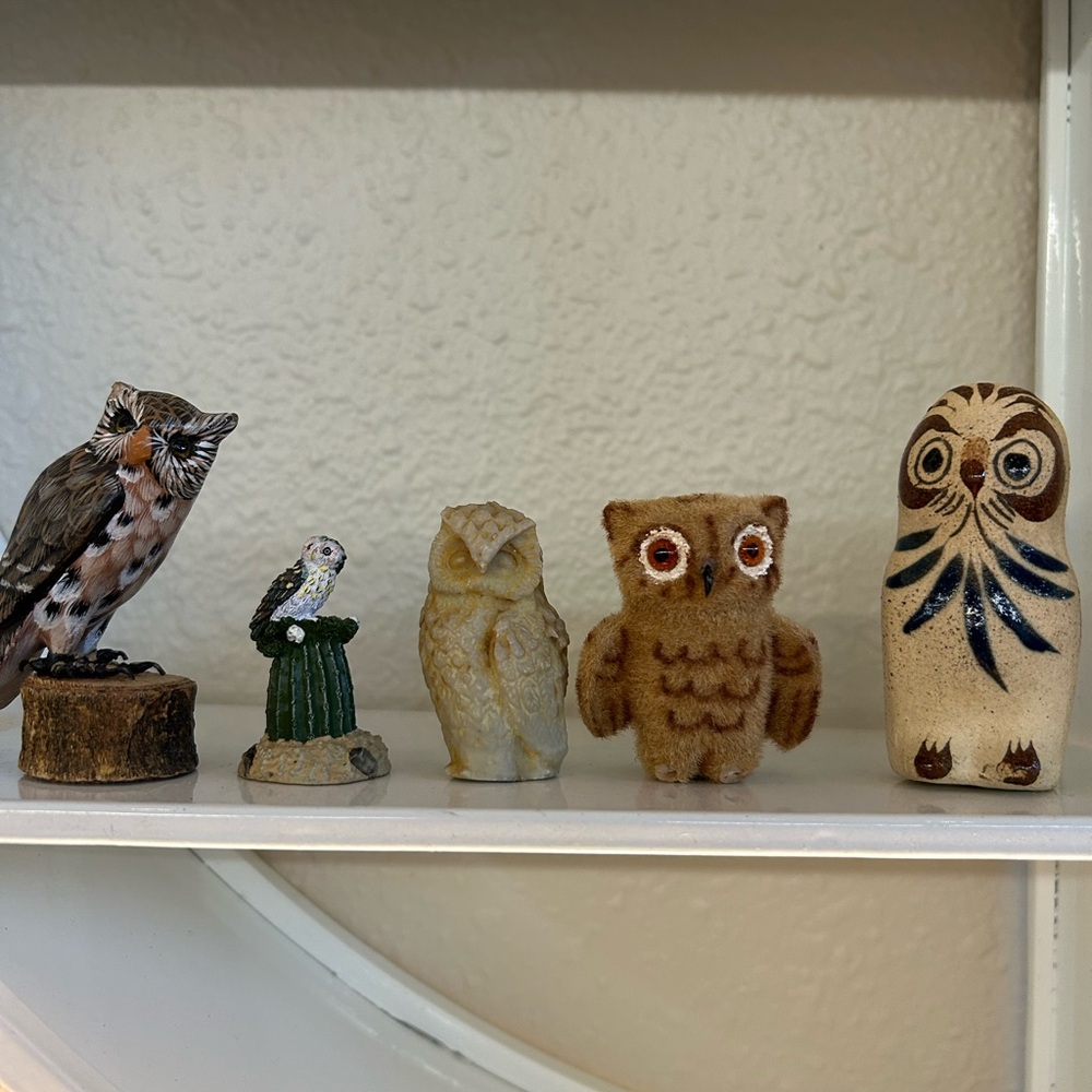 Vintage Charming Owl Figurine Set bundle deal Multicolor Home Decor collectible